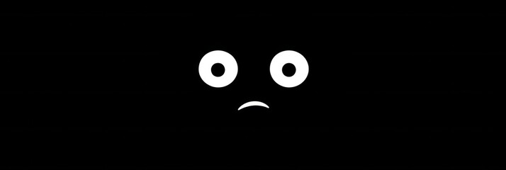 Aufkleber - Eerie minimalist icon featuring a dark face with wide fearful eyes and stark monochrome contrast evoking strong emotions and intrigue