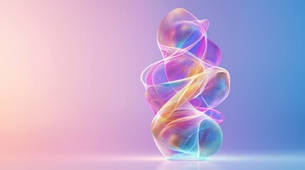 Poster - A vibrant, abstract sculpture featuring colorful, swirling patterns against a soft gradient background.