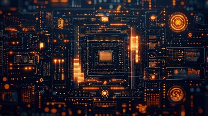 Poster - abstract digital design featuring glowing circuits and illuminated patterns, evoking a sense of tech