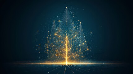 Poster - abstract golden sparkler effect with dynamic particles creating a vibrant display against a dark bac