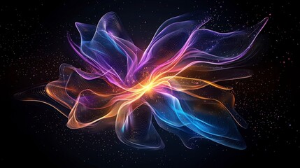 Poster - colorful abstract waves of light in vibrant hues, creating a dynamic visual effect against a dark ba