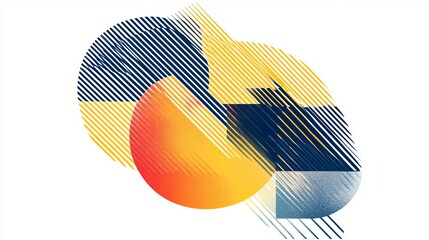 Poster - Abstract Geometric Design Modern Art Background Orange Yellow Blue Stripes Dynamic Energy Vibrant Colors Bold Shapes Graphic Illustration Digital     