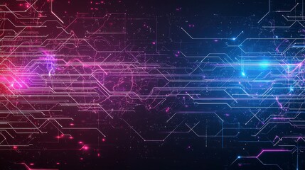 Poster - Abstract digital background with vibrant colors and glowing lines, creating a futuristic technology aesthetic.
