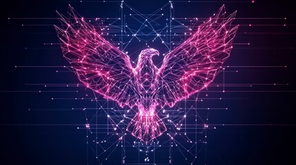 Poster - A vibrant, digital illustration of a eagle with glowing wings, symbolizing rebirth and transformation in a futuristic style.