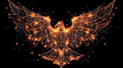 Poster - A fiery phoenix with glowing wings emerges against a dark background, symbolizing rebirth and transformation.