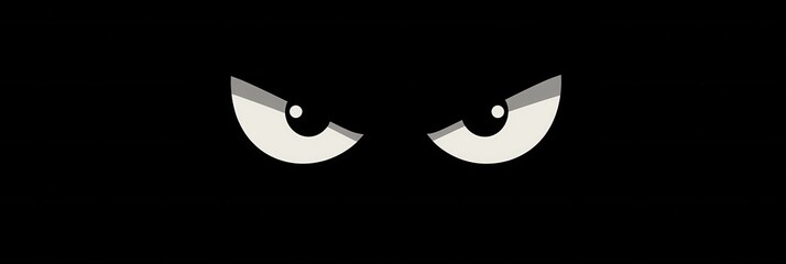 Aufkleber - Eerie minimalist icon depicting a dark face with fearful eyes highlighting stark monochrome contrast in a striking manner