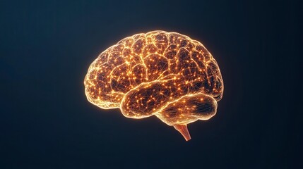 Poster - A glowing, digital representation of a brain, showcasing interconnected neurons and synapses against a dark background.