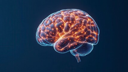 Poster - A glowing, digital representation of a brain with vibrant neural connections against a dark background.