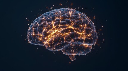 Poster - Digital representation of a brain with glowing neural connections on a dark background, symbolizing intelligence and technology.