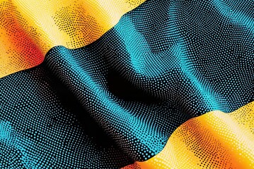 Poster - Abstract colorful wavy dotted background creating smooth shape with halftone dots