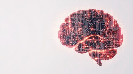 Poster - A digital brain composed of intricate circuits and lights, symbolizing technology and artificial intelligence.