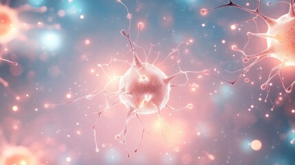Poster - Vibrant abstract representation of neurons with glowing connections, showcasing the complexity of neural networks and biological systems.