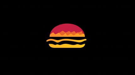 Poster - Minimalist burger icon logo with bold colors in playful design perfect for fast food branding