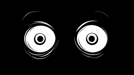 Aufkleber - Eerie minimalist design featuring a dark face with wide fearful eyes in a high contrast monochrome aesthetic
