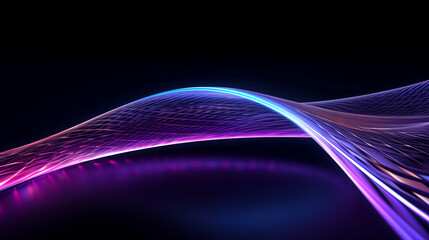 Poster - Abstract Neon Wave, Purple, Blue, Glowing, Dark, Energy, Digital, Art, Design, Light
