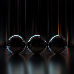 Poster - Three Dark Reflective Spheres Minimalist Abstract Background