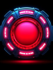 Poster - Circular technological interface with glowing elements on a black background