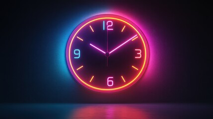 Poster - Neon clock showing the time.