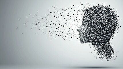 Wall Mural -   A profile of a human face with numerous dots forming a male silhouette