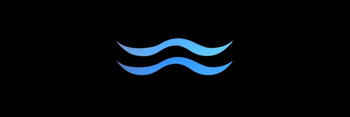 Aufkleber - Minimalist icon of a wavy blue line conveying calmness in a simple abstract style suitable for design projects