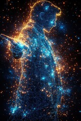 Poster - digital holographic representation of a businessman in cosmic blue lights