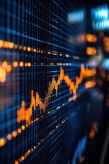 Poster - Close-up of a dynamic stock market chart with rising trends and data
