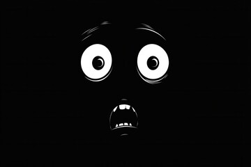 Aufkleber - Eerie minimalist icon with a dark face expressing fear through wide eyes and haunting monochrome contrast