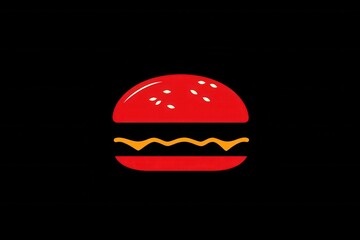 Poster - Minimalist burger icon logo featuring bold colors, playful design for fast food branding