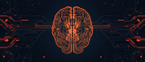 Aufkleber - Artificial Intelligence and innovative technology concept with a human brain on a blue background a neural network, an artificial intelligence design template for a web banner Generative AI