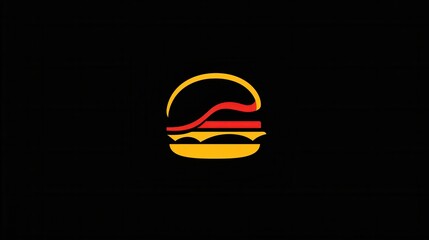 Poster - Minimalist flat burger icon logo showcasing playful design with bold colors suitable for fast food branding and marketing efforts