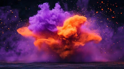 Poster - Abstract Orange Purple Color Explosion Dynamic Energy Vibrant Design Artistic Background Powerful Visual Impact Dramatic Effect Intense Hue Creative  