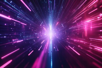 Poster - Creative abstract graphic layout featuring vibrant colored light streaks
