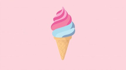 Aufkleber - Minimalistic ice cream cone logo with pastel colors showcasing a cute and playful design on a clean background perfect for branding