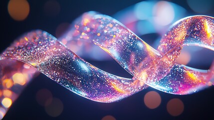 Aufkleber - Glowing Iridescent Spiral Ribbon Abstract Background