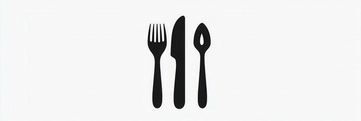 Aufkleber - elegant minimalist cutlery logo featuring a knife, fork, and spoon in a simple silhouette design for