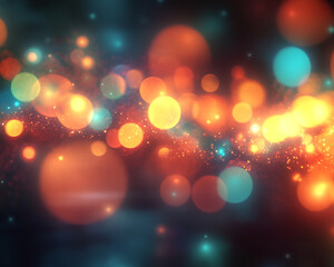 Aufkleber - Abstract background with blurred orange and teal bokeh lights, creating a festive and warm atmosphere, ideal for celebratory designs or holiday themes