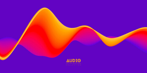 Poster - gradient sound wave abstract background. colorful flow of music wave. vector vibrant fluid splash.