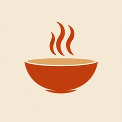 Fototapete - Cozy soup bowl logo featuring warm orange and beige tones representing comforting flavors and inviting dining experiences