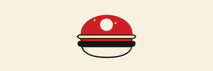 Poster - Minimalist burger logo design featuring bold colors for a playful fast food branding concept