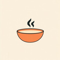 Aufkleber - Cozy soup bowl logo featuring warm orange and beige tones with steam rising, perfect for comforting food branding