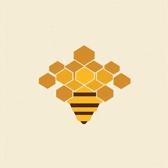 Aufkleber - Minimalist honeycomb logo featuring golden honey shades in a modern clean aesthetic for natural branding and design projects
