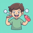 © MUSTAKIM - Boy Brushing Teeth with Bubbles