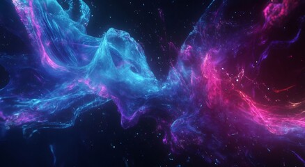Aufkleber - Abstract background with colorful swirling smoke forming abstract shapes in dark space with shining particles