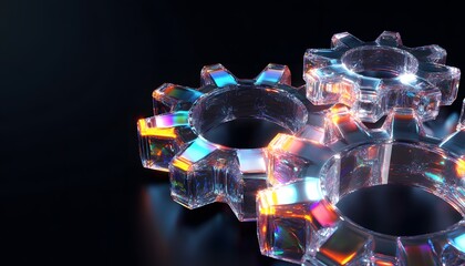 Poster - Crystal Gears Interlocking in Abstract Design