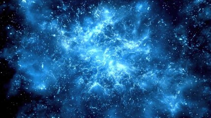 Sticker - Blue Nebula Exploding Cosmic dust scattering in deep outer space against a dark starlit background