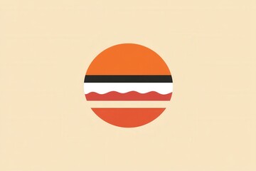 Aufkleber - Minimalist flat burger logo featuring bold colors with playful design for fast food branding