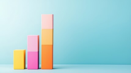 Poster - Rising Bar Chart Symbolizing Growth in Bright Colors for Business Success and Development