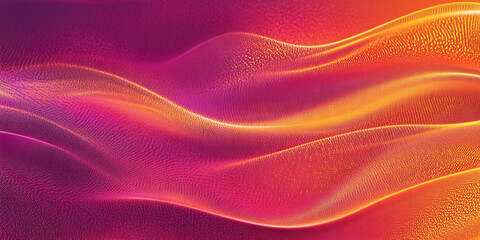Wall Mural - abstract gradient wavy background. 3d illustration with purple orange waves and particles. bright il