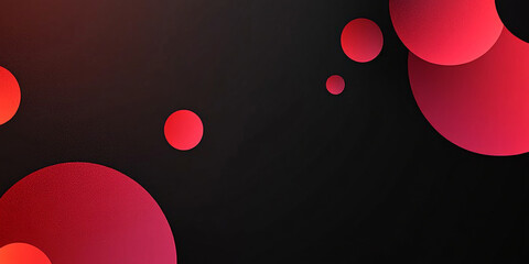 Poster - abstract background of many red circles on a black background. circles of different sizes and halftone with gradient. geometric modern illustration. banner design. minimalism