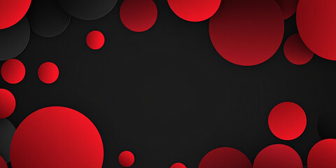 Poster - abstract background of many red circles on a black background. circles of different sizes and halftone with gradient. geometric modern illustration. banner design. minimalism